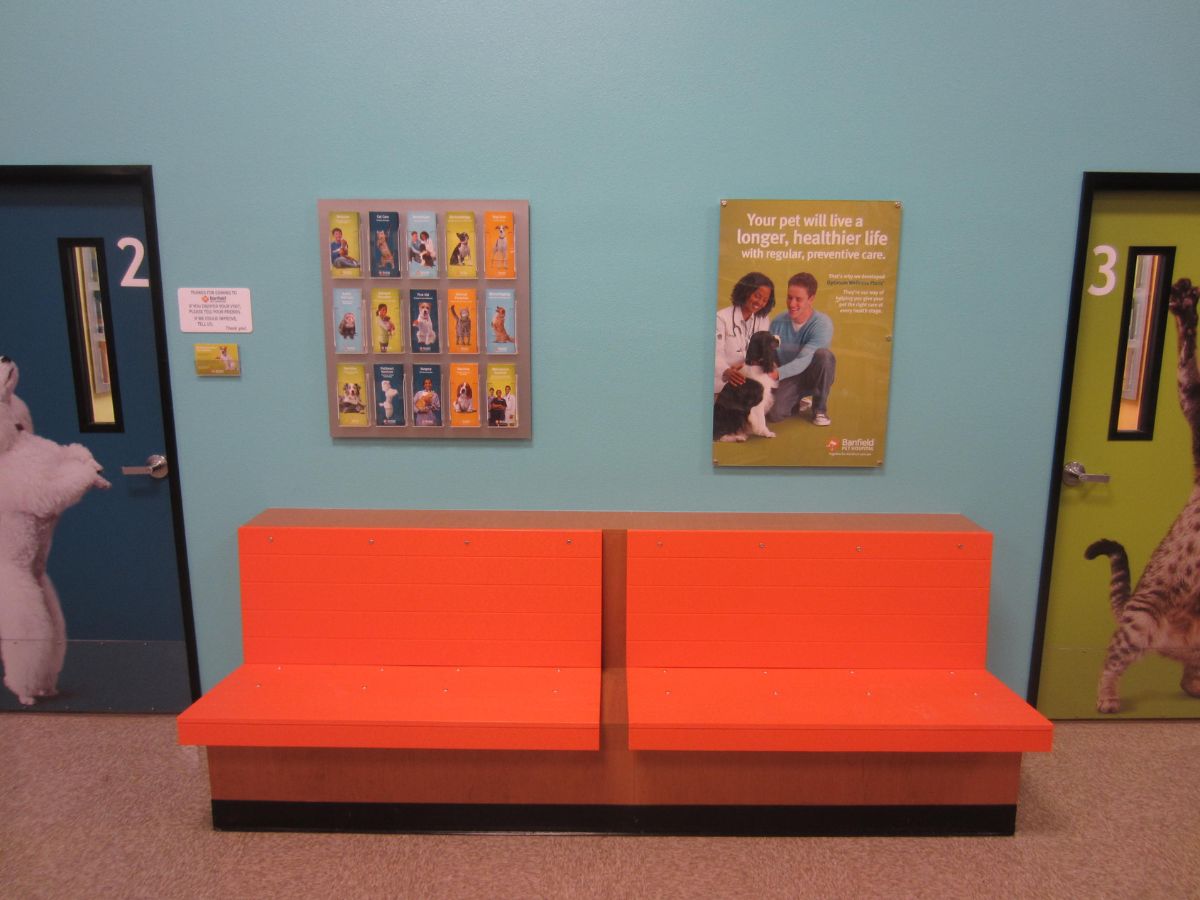 The Banfield West Covina waiting area and exam room doors