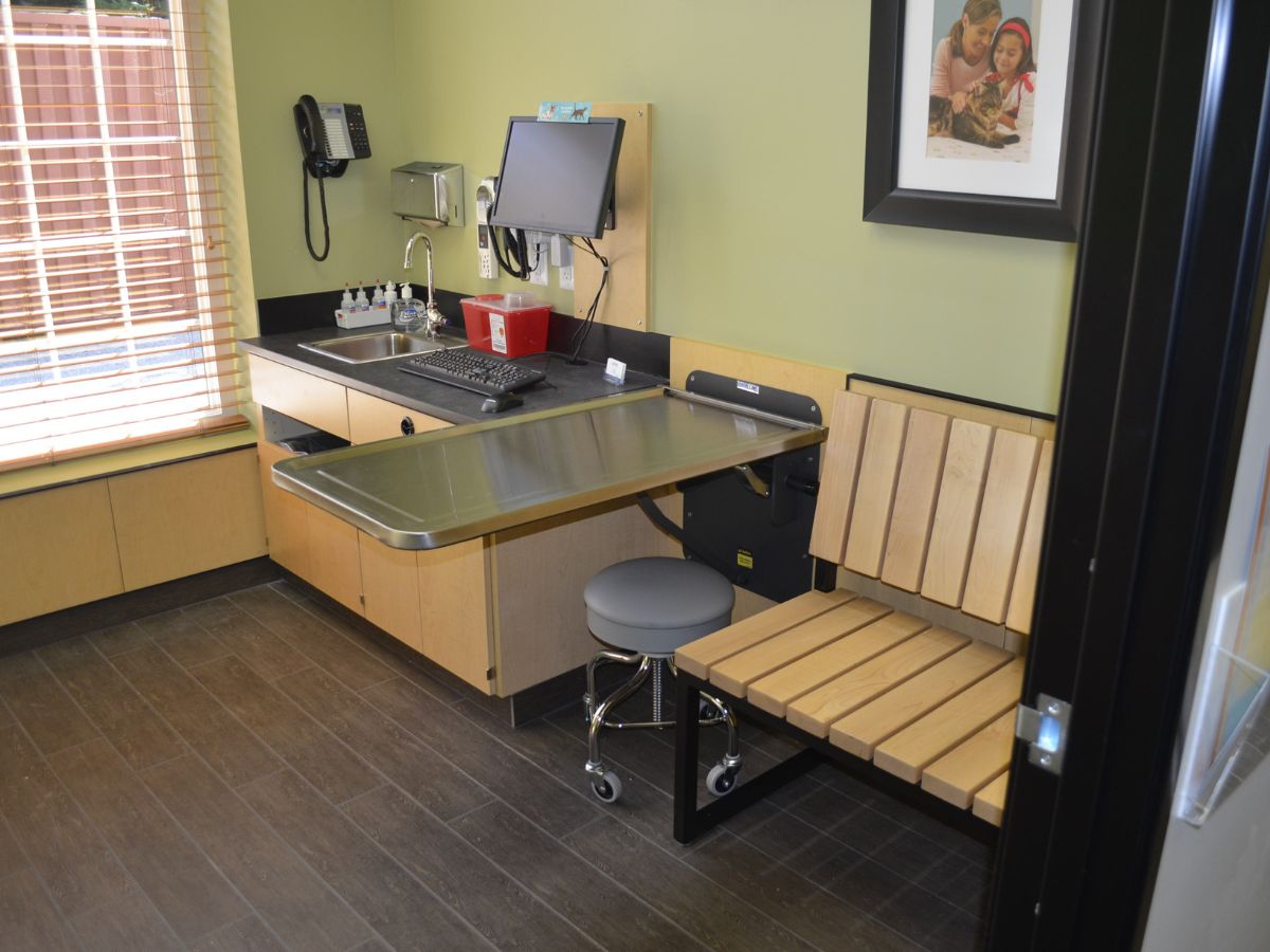 Inside view of an exam room at the Ellicott City Banfield hospital