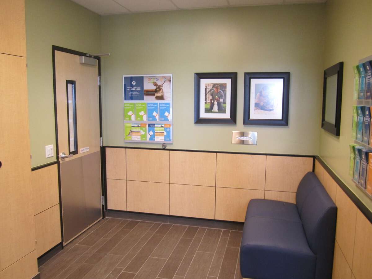 The Hutto Banfield front desk and exam room door