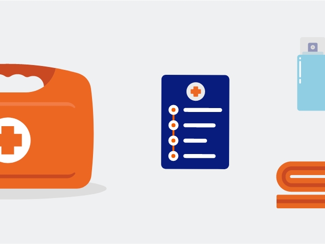 Illustration of a first aid checklist