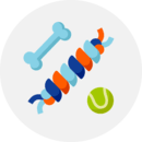 Illustration of dog toys