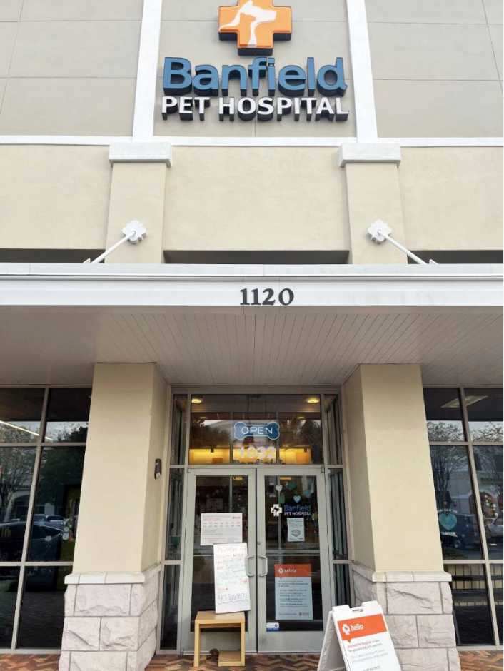 Outside the Banfield Pet Hospital