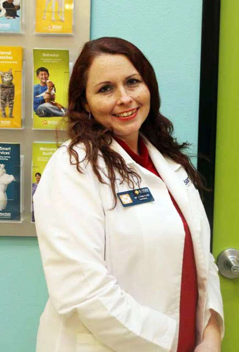 A female veterinarian at the Banfield Pet Hospital, Alcoa, TN